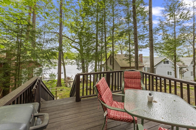 23 E Shore Dr, Greene, ME 04236 - deck with a water view and outdoor dining area