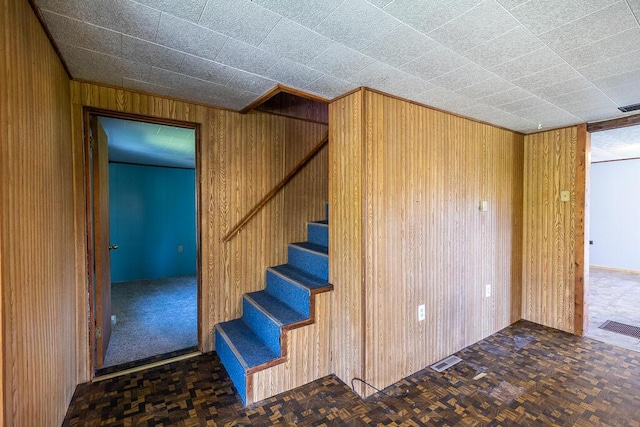 225 Todds Corner Rd, Saint Albans, ME 04971 - stairway featuring wood walls