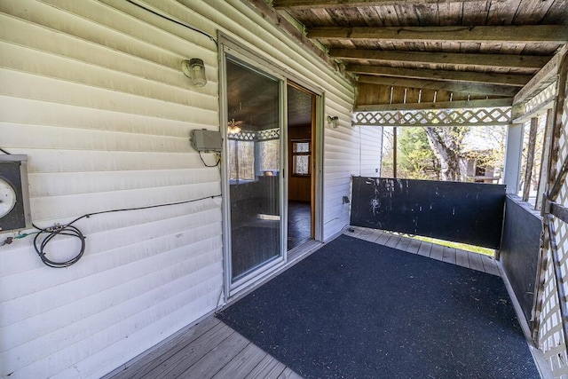 225 Todds Corner Rd, Saint Albans, ME 04971 - unfurnished sunroom featuring beamed ceiling