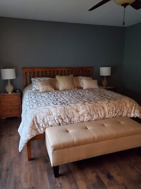4 Maggie Way, Ellsworth, ME 04605 - bedroom featuring wood finished floors and a ceiling fan