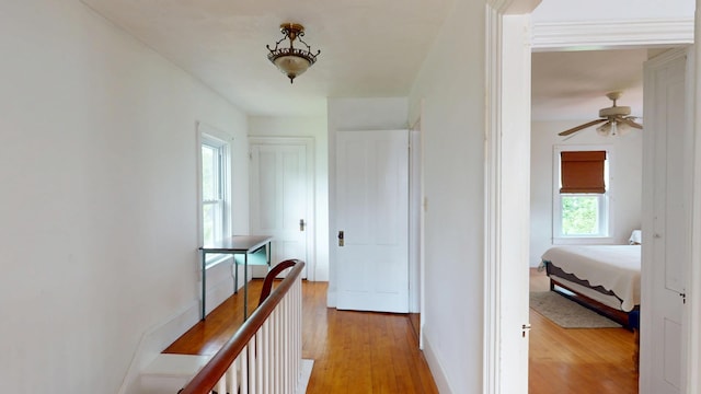 21 Fern St, Bangor, ME 04401 - corridor featuring light wood-style flooring, an upstairs landing, and baseboards