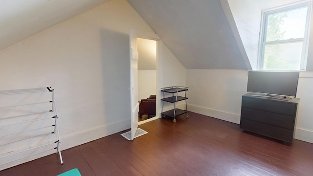 21 Fern St, Bangor, ME 04401 - additional living space featuring wood-type flooring, vaulted ceiling, and baseboards