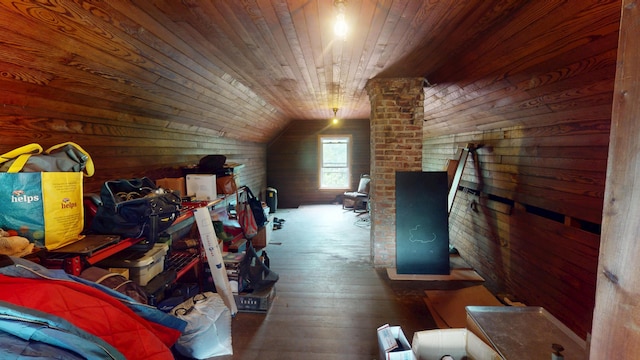 21 Fern St, Bangor, ME 04401 - bonus room with wooden walls, wooden ceiling, hardwood / wood-style floors, and vaulted ceiling