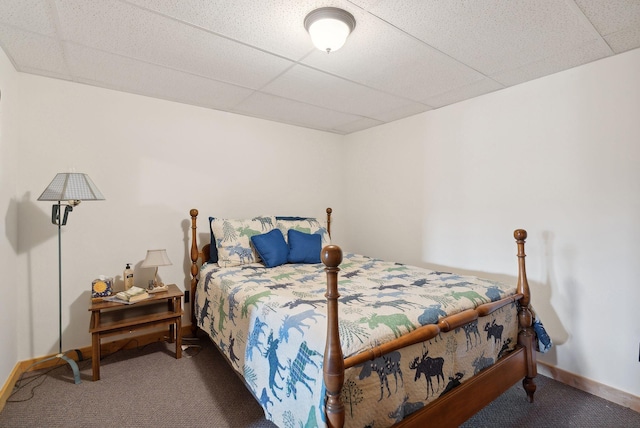 237 River Rd, Avon, ME 04966 - carpeted bedroom with a paneled ceiling and baseboards