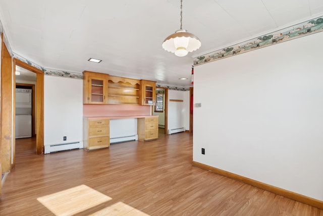 237 River Rd, Avon, ME 04966 - interior space with a baseboard heating unit, light wood-style flooring, and baseboards