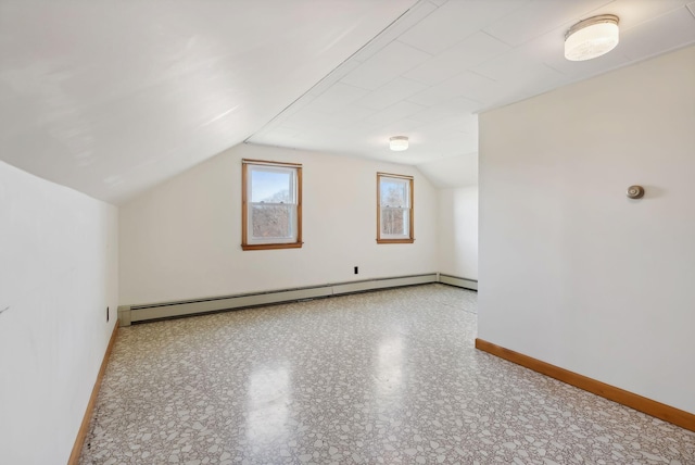237 River Rd, Avon, ME 04966 - bonus room featuring baseboard heating, baseboards, and lofted ceiling