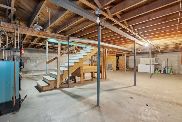 237 River Rd, Avon, ME 04966 - unfinished basement featuring stairway