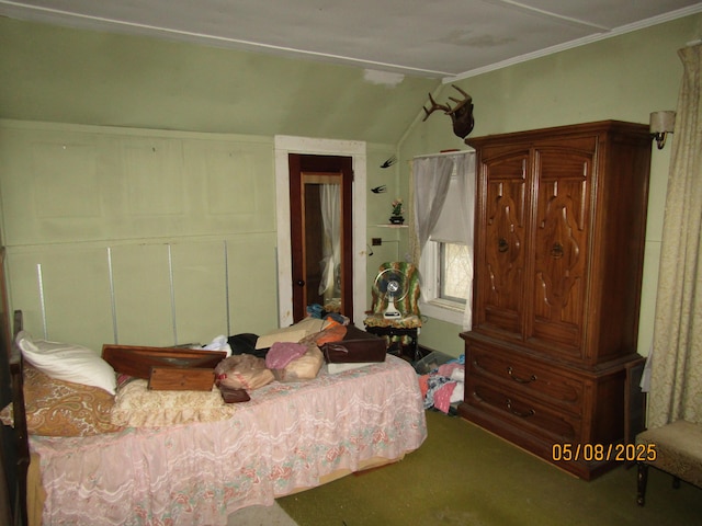 8 Water St, Milo, ME 04463 - bedroom with carpet floors, lofted ceiling, and crown molding
