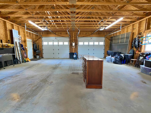garage with a garage door opener