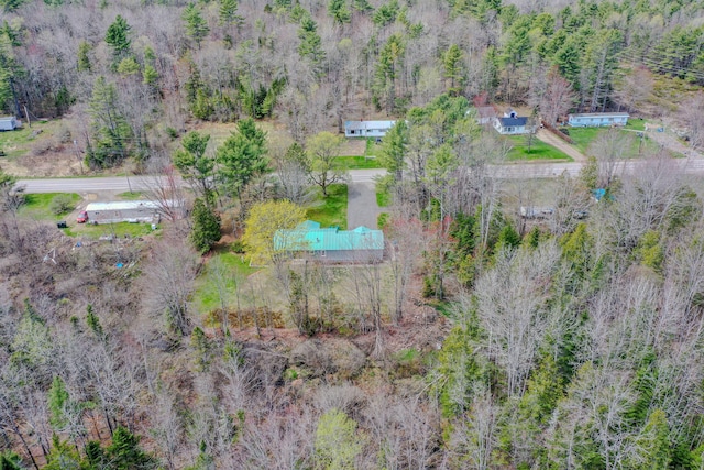 drone / aerial view of a heavily wooded area