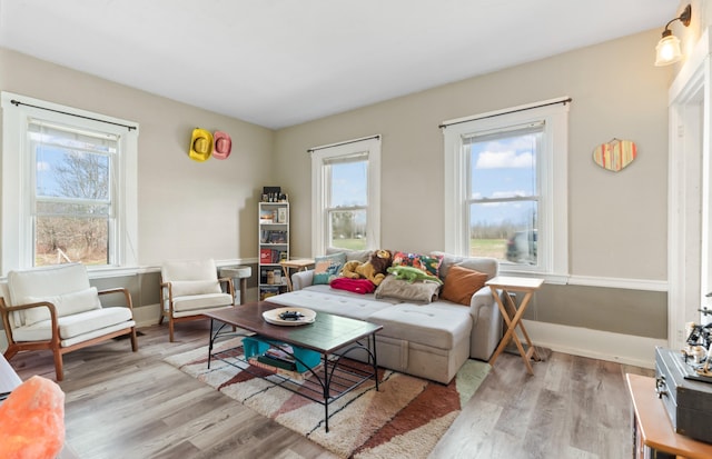1568 Hill Rd, Canaan, ME 04924 - living room with plenty of natural light, wood finished floors, and baseboards