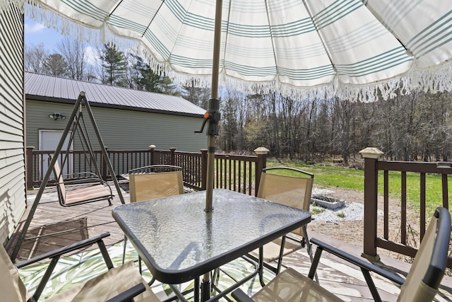 1568 Hill Rd, Canaan, ME 04924 - deck featuring outdoor dining area, a view of trees, and a mountain view