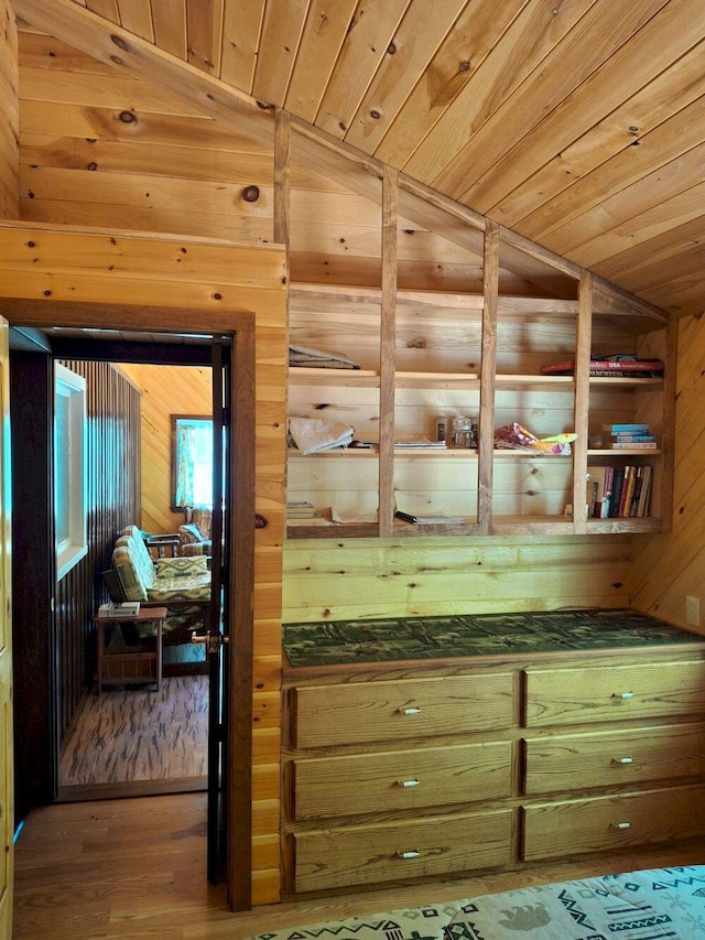 27 Kingman Beach Rd, Osborn, ME 04605 - interior space featuring wood finished floors, wood walls, and wood ceiling