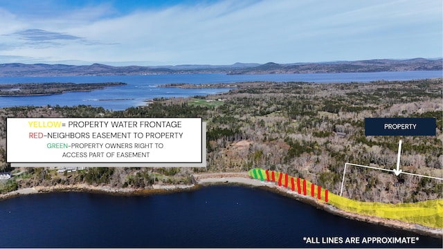 197 E Shore Dr, Islesboro, ME 04848 - drone / aerial view of a water and mountain view