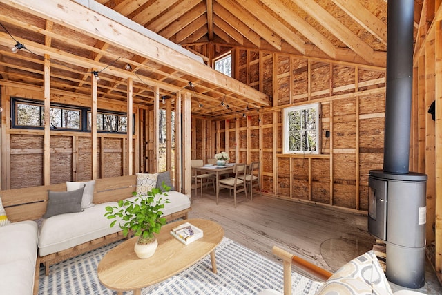 197 E Shore Dr, Islesboro, ME 04848 - unfurnished living room with wood finished floors and vaulted ceiling