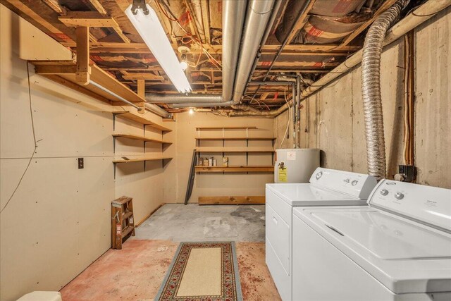 1270 Main St, Mount Desert, ME 04660 - unfinished basement featuring water heater and separate washer and dryer