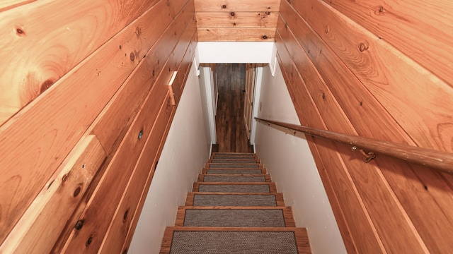 124 Alpine Village Rd, Harrison, ME 04040 - stairs featuring wood walls