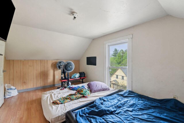 14 N St, Augusta, ME 04330 - bedroom featuring vaulted ceiling, wood finished floors, and baseboards