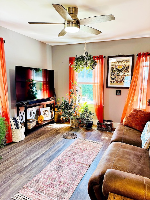 2 High St, Machias, ME 04654 - living room with ceiling fan and wood finished floors