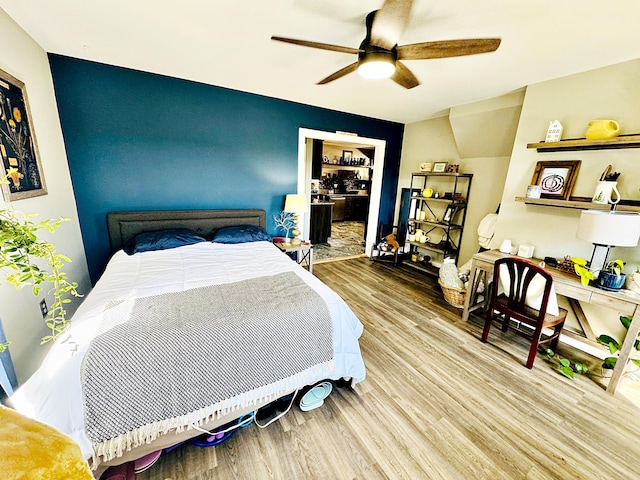 2 High St, Machias, ME 04654 - bedroom featuring wood finished floors and ceiling fan