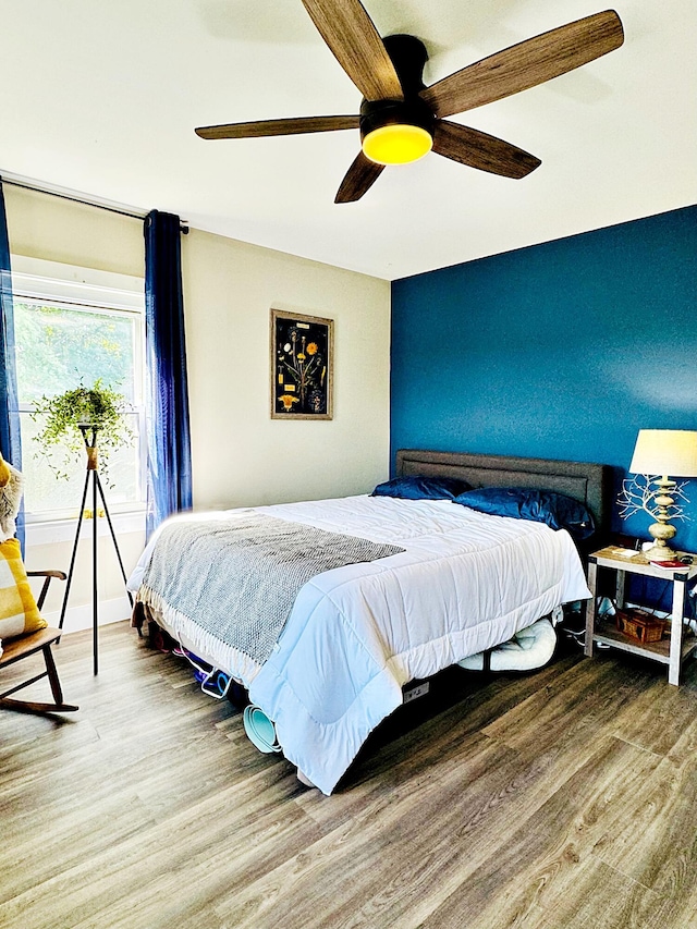2 High St, Machias, ME 04654 - bedroom with wood finished floors and a ceiling fan