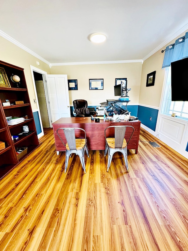 2 High St, Machias, ME 04654 - office area featuring crown molding and light wood-type flooring