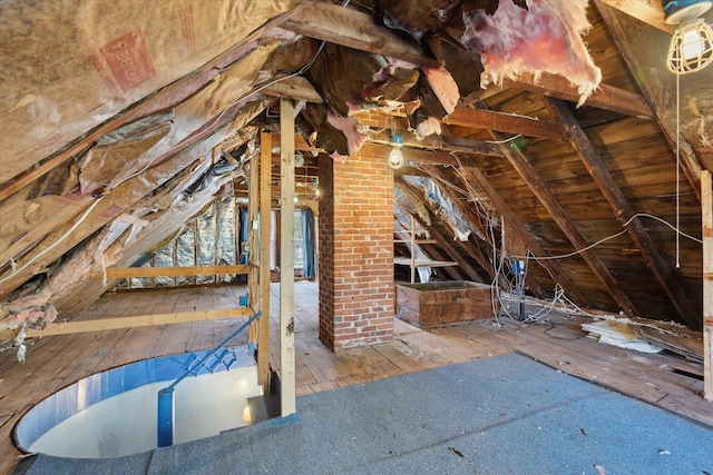 view of unfinished attic