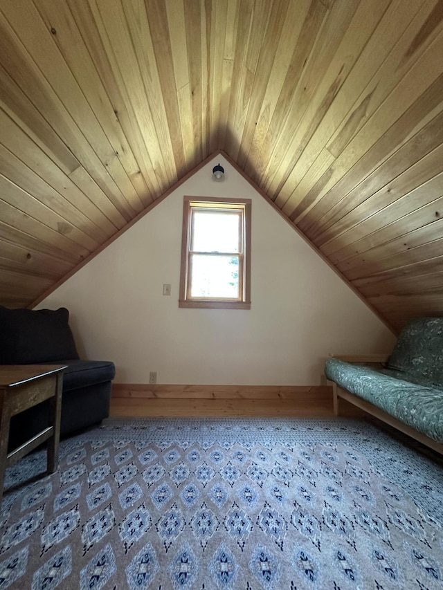 1157 Back Cv, Waldoboro, ME 04572 - bonus room featuring wooden ceiling, vaulted ceiling, carpet flooring, and baseboards