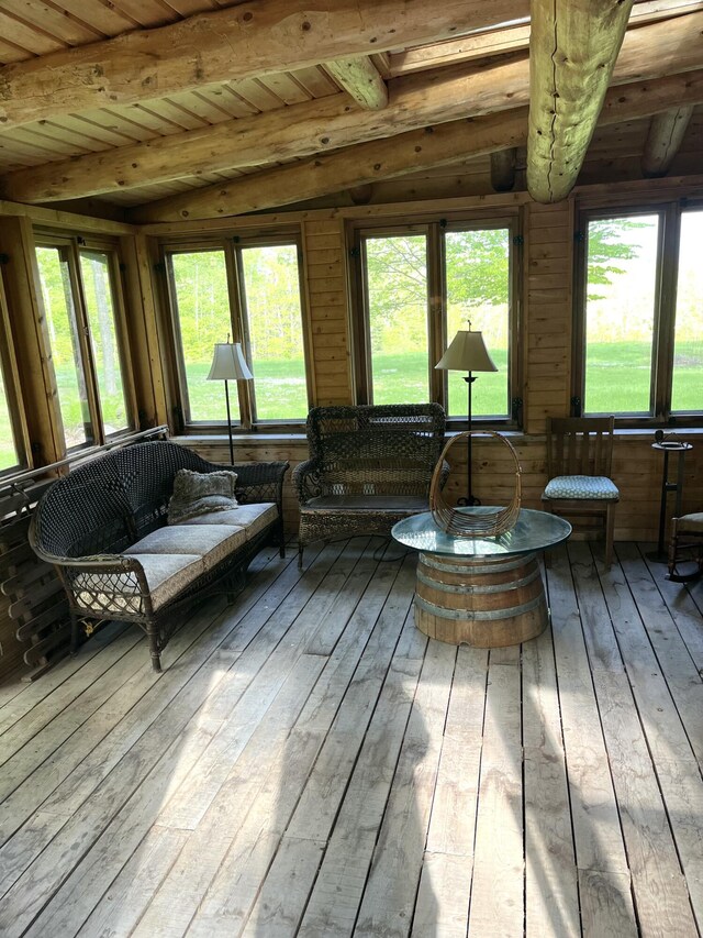 25 Deer Wander Ridge Rd, Anson, ME 04911 - sunroom with beamed ceiling