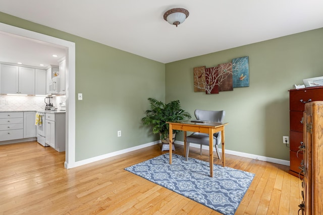 7 Canterbury Pines Dr, Gorham, ME 04038 - office space with baseboards, light wood-style flooring, and recessed lighting