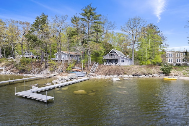489 Leisure Ln, Frye Island, ME 04071 - dock area with stairway and a water view