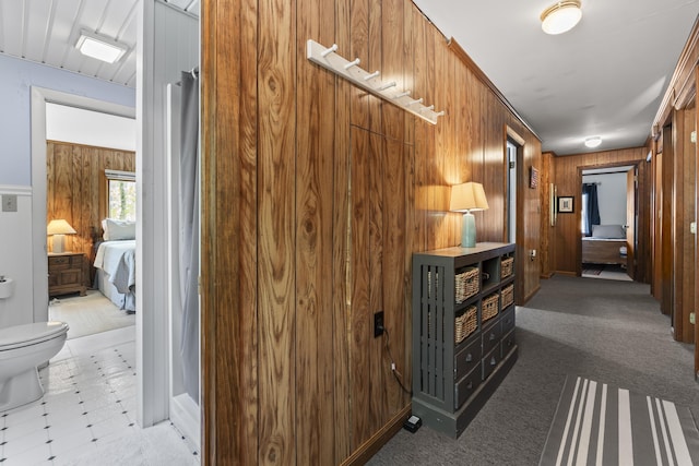 489 Leisure Ln, Frye Island, ME 04071 - hall featuring wood walls and light flooring