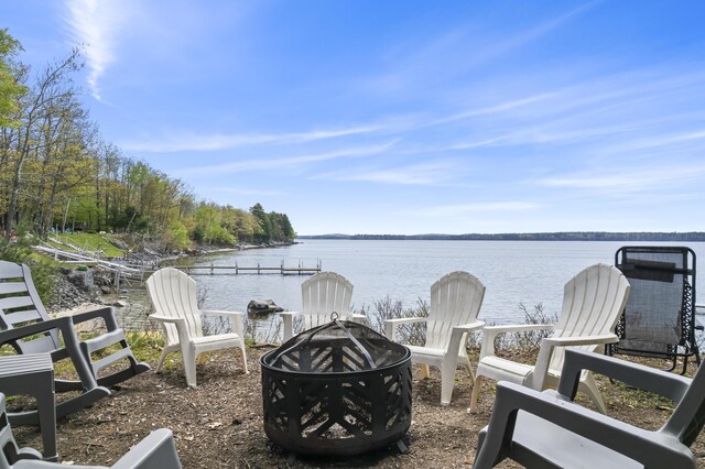 489 Leisure Ln, Frye Island, ME 04071 - water view with an outdoor fire pit