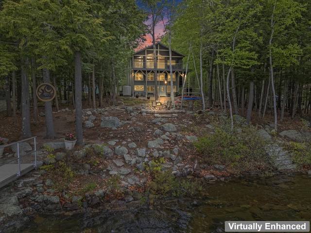 186 Ridge Rd, Frye Island, ME 04071 - view of back of property at dusk