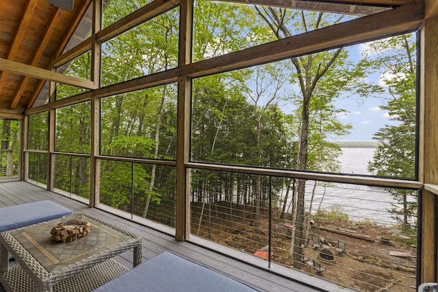 186 Ridge Rd, Frye Island, ME 04071 - sunroom / solarium with a water view