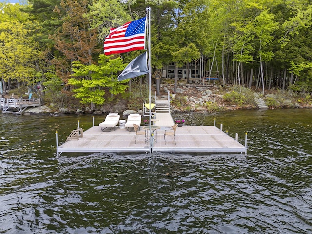 186 Ridge Rd, Frye Island, ME 04071 - dock featuring a water view and stairs