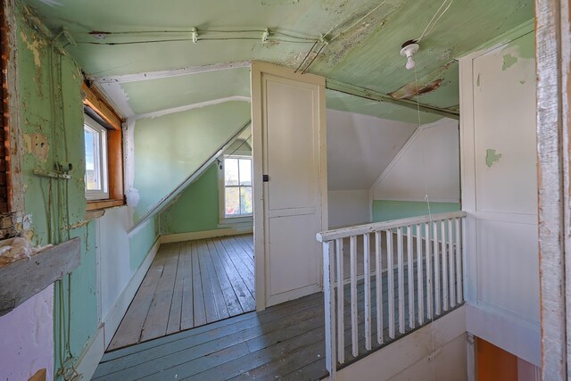 6 Sea St, Northeast Harbor, Mount Desert, ME 04662 - bonus room with plenty of natural light, lofted ceiling, hardwood / wood-style flooring, and baseboards