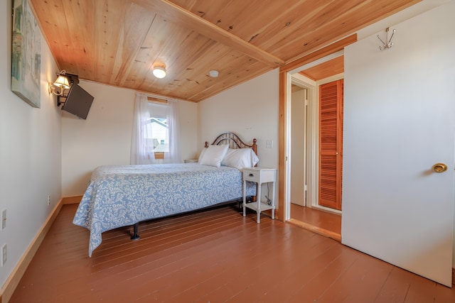 6 Sea St, Northeast Harbor, Mount Desert, ME 04662 - bedroom with wood finished floors, baseboards, and wood ceiling