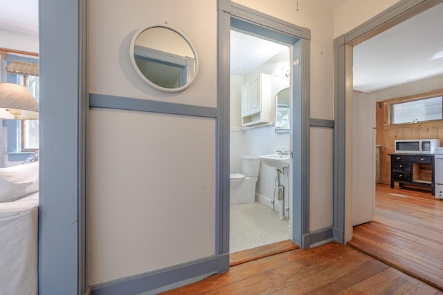 6 Sea St, Northeast Harbor, Mount Desert, ME 04662 - doorway featuring hardwood / wood-style flooring and a sink