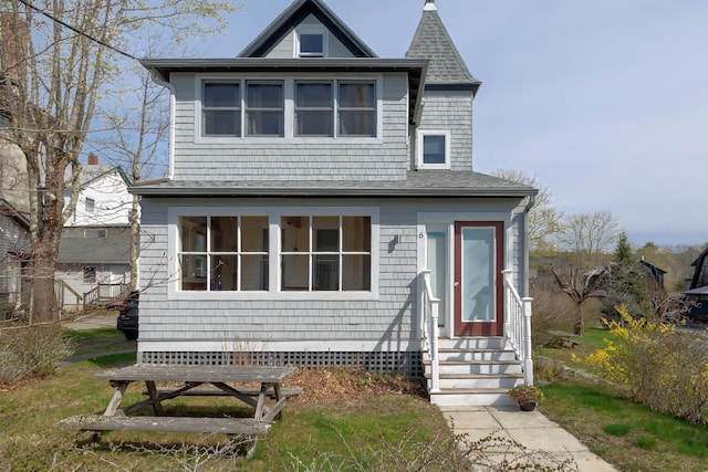 6 Sea St, Northeast Harbor, Mount Desert, ME 04662 - view of front facade with entry steps and roof with shingles