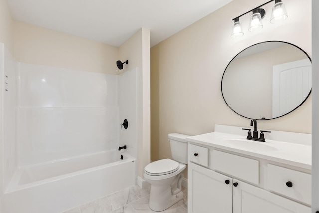 1540 Foxes Ridge Rd, Acton, ME 04001 - full bathroom featuring vanity, toilet, washtub / shower combination, and baseboards