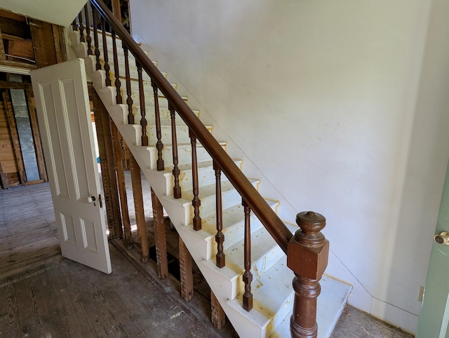 99 W Hamlet Rd, Newcastle, ME 04553 - staircase featuring hardwood / wood-style flooring