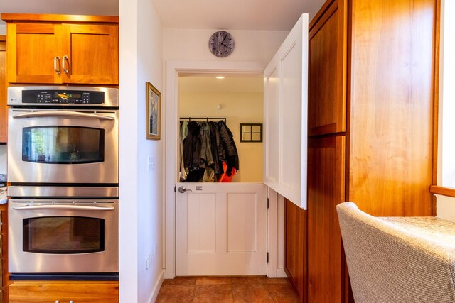 372 Pettegrow Point Rd, Machiasport, ME 04655 - kitchen featuring double oven and brown cabinets