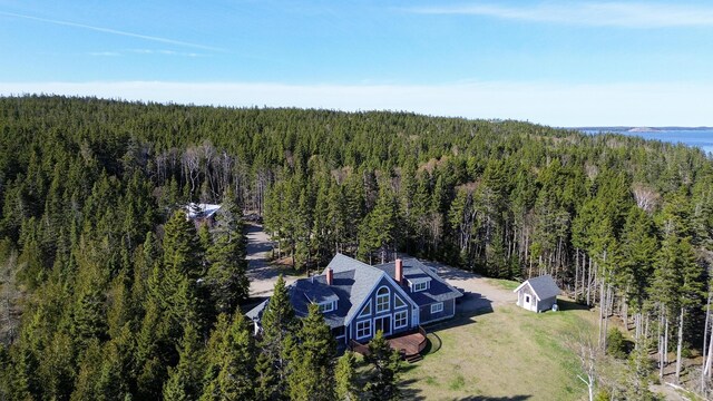 372 Pettegrow Point Rd, Machiasport, ME 04655 - aerial view of property and surrounding area with a heavily wooded area