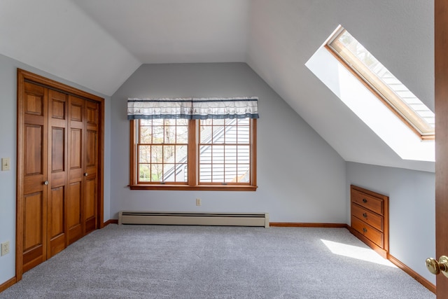 9 Ocean View Cir, Saco, ME 04072 - bonus room with baseboard heating, a skylight, carpet, lofted ceiling, and baseboards