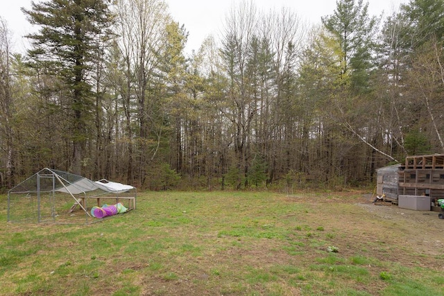 26 Christen Rd, Kingfield, ME 04947 - view of grassy yard featuring a forest view