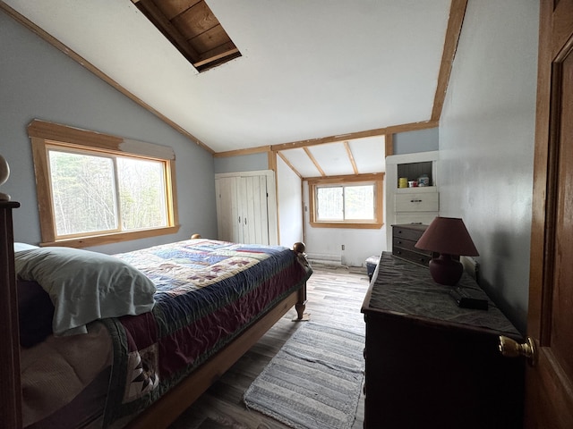 7 Howard Siding Ln, Abbot, ME 04406 - bedroom with lofted ceiling and wood finished floors
