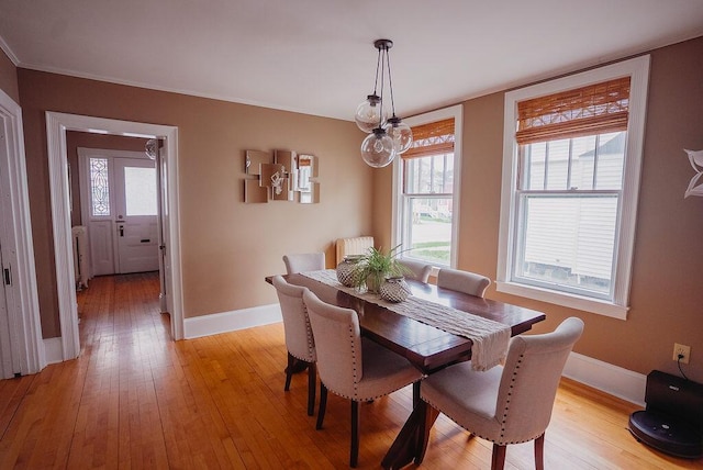 107 Maple St, Bangor, ME 04401 - dining area featuring healthy amount of natural light, light wood-style floors, baseboards, and crown molding