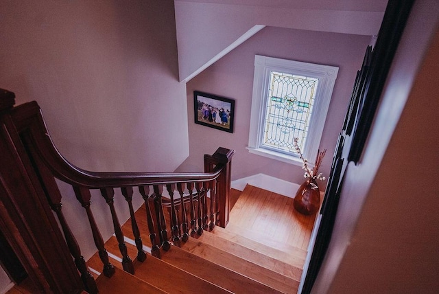 107 Maple St, Bangor, ME 04401 - stairs with hardwood / wood-style floors and baseboards