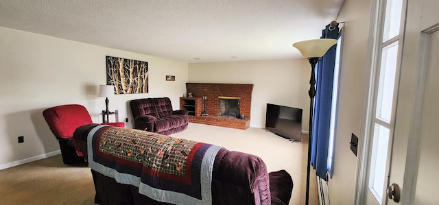 400 Birch St, Bangor, ME 04401 - carpeted living area featuring a fireplace, plenty of natural light, and baseboards